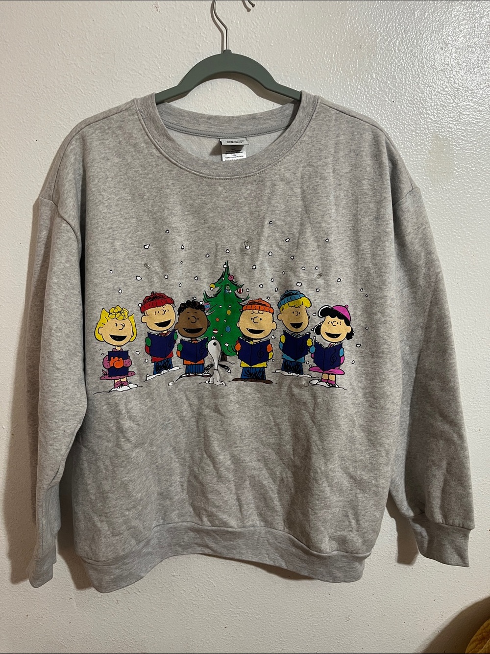 Peanuts Gray Light Up Holiday Carolers Crewneck Sweater